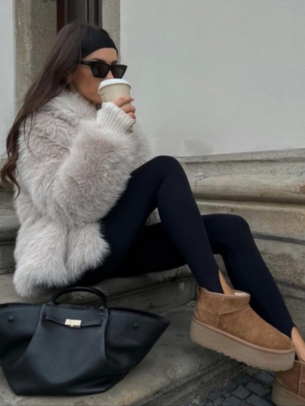 Zara Faux Fur Coat in Cream Size L - Picture 5 of 13